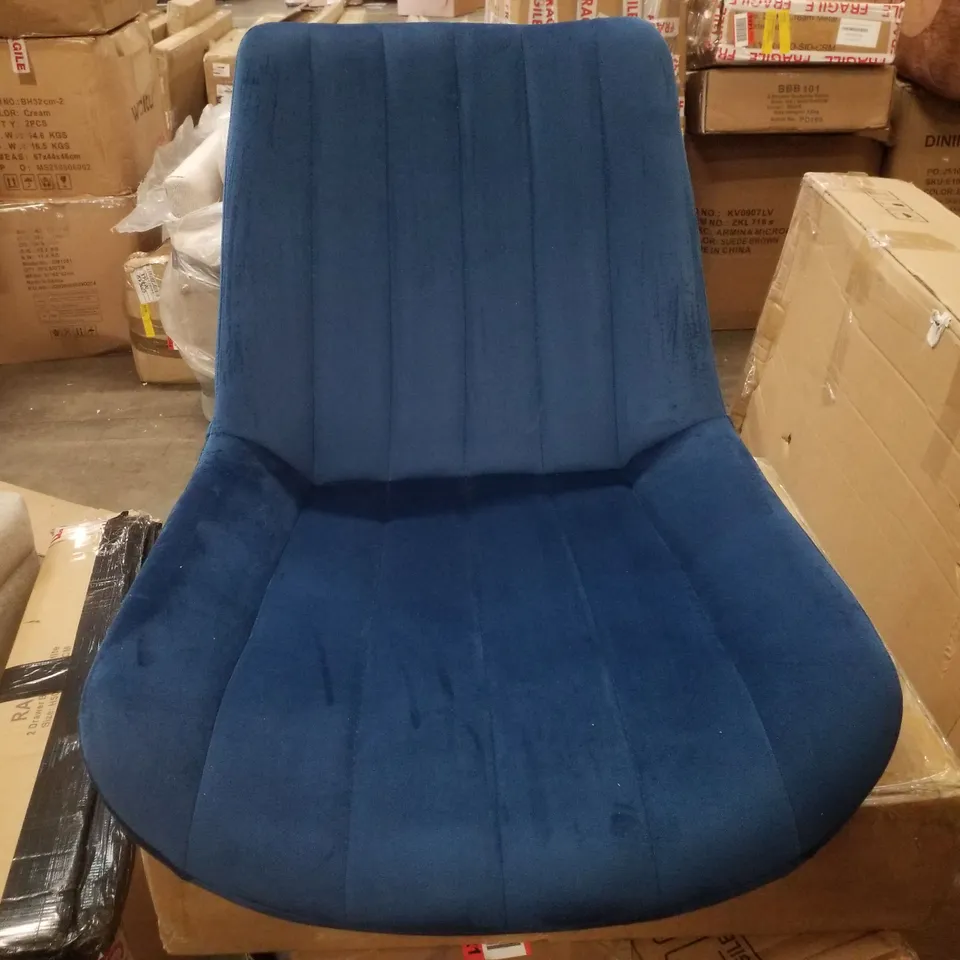 BOXED CLAIR SET OF 2 VELVET BLUE DINING CHAIRS