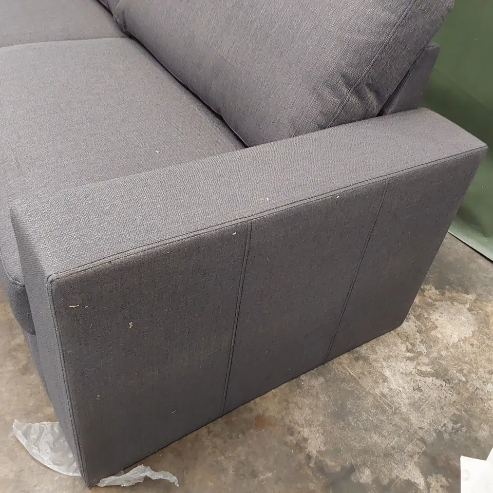 DESIGNER THREE SEATER SOFA GREY FABRIC 