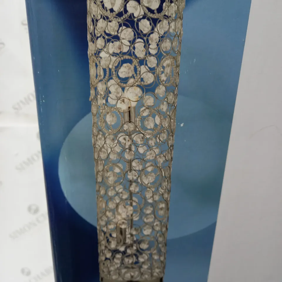 BOXED PAGAZZI SELINA POLISHED CHROME FINISH 2 LIGHT FLOOR LAMP /83CM H - 20CM W/