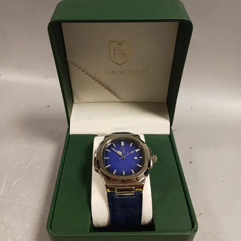 MENS FRANK SCHMIDT WATCH β TEXTURED DIAL WITH DATE β LEATHER STRAP- MODEL: FSL AMBASSADOR β 3ATM WATER RESISTANT