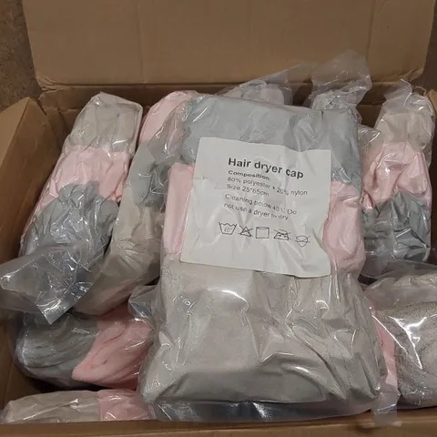 BOX OF APPROXIMATELY 15X 3PCS HAIR TOWEL CAP SETS (1 BOX)