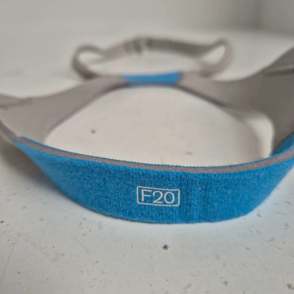RESMED F20 CPAP HEADGEAR STRAP – GREY WITH BLUE ACCENT