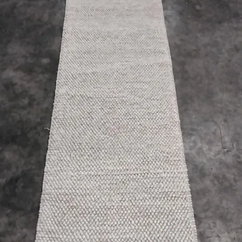 NATURA BURL HANDWOVEN WOOL AREA RUG IN BEIGE & IVORY APPROXIMATELY 69X213CM