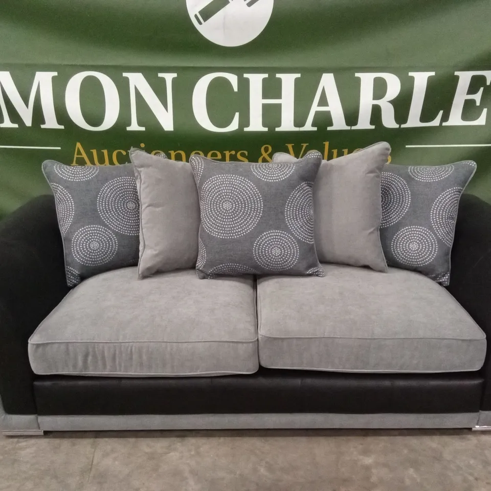 DANUBE FABRIC/FAUX LEATHER 3 SEATER SOFA RRP £599