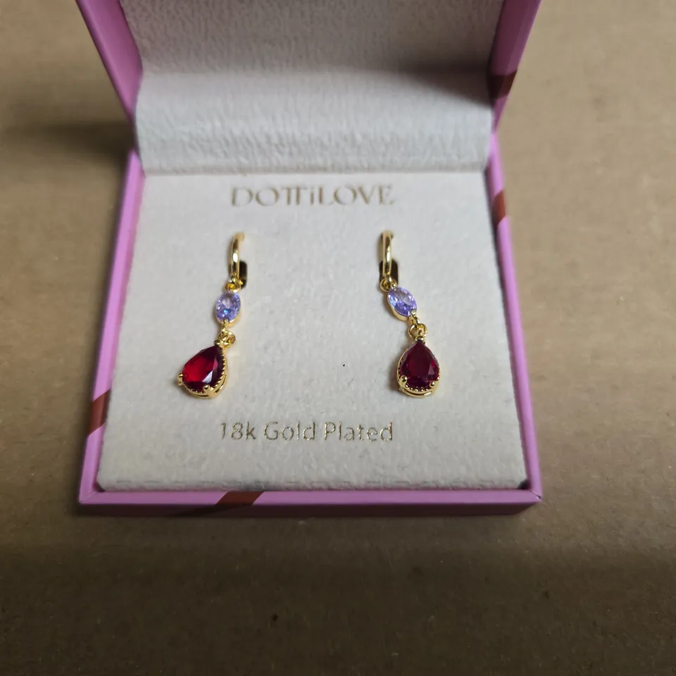 BOXED DOTILOVE 18K GOLD PLATED DANGLING EARRINGS