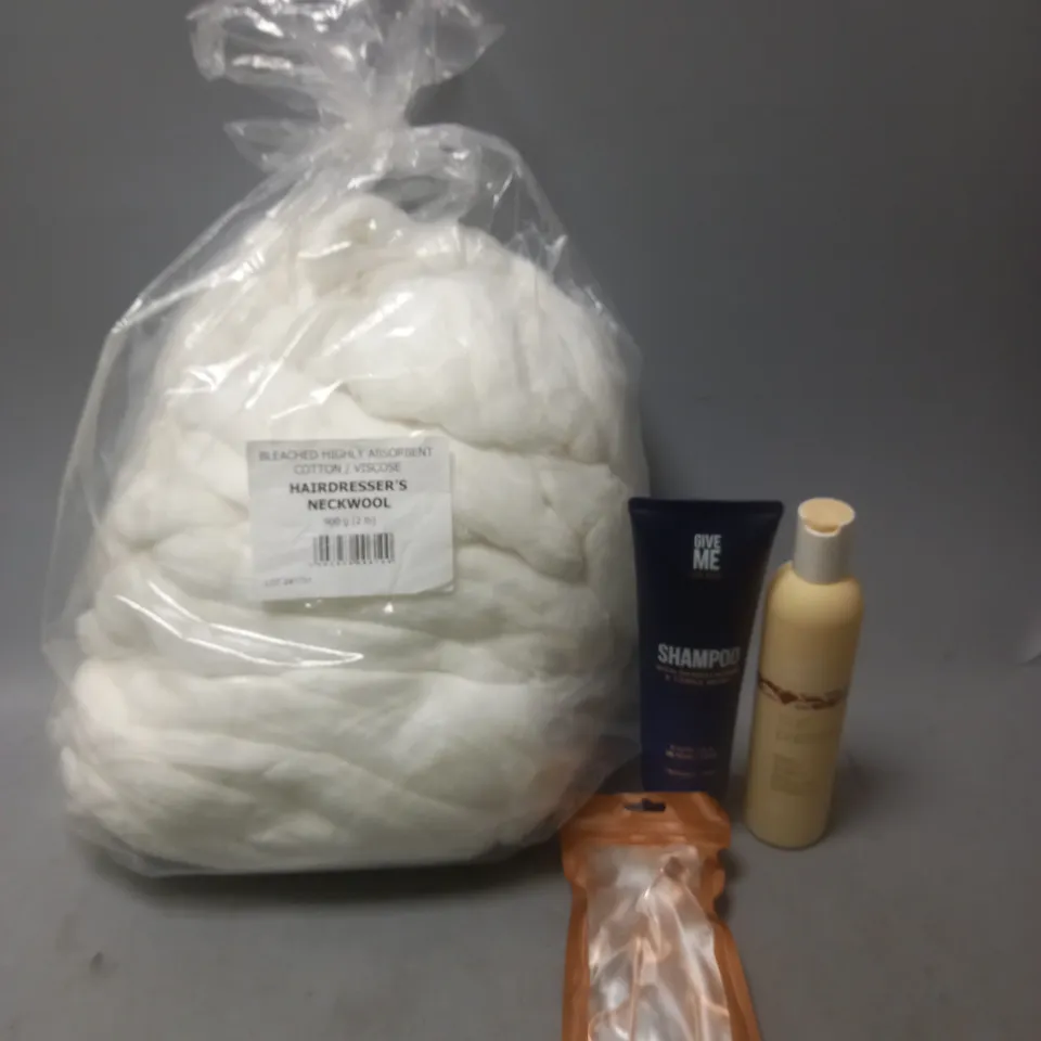 APPROXIMATELY 12 ASSORTED COSMETIC PRODUCTS TO INCLUDE - HAIRDRESSER'S NECKWOOL - GIVE ME MENS SHAMPOO - MILKSHAKE SHAMPOO - ETC 
