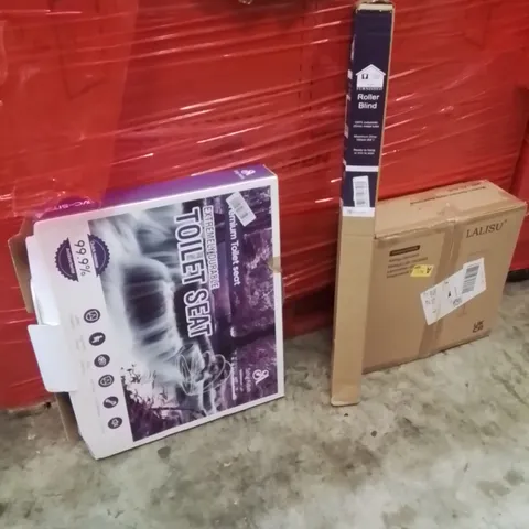 PALLET OF ASSORTED HOUSEHOLD GOODS AND PRODUCTS TO INCLUDE;TOILET SEAT,LED FLOOR LAMP,ROLLER BLINDS