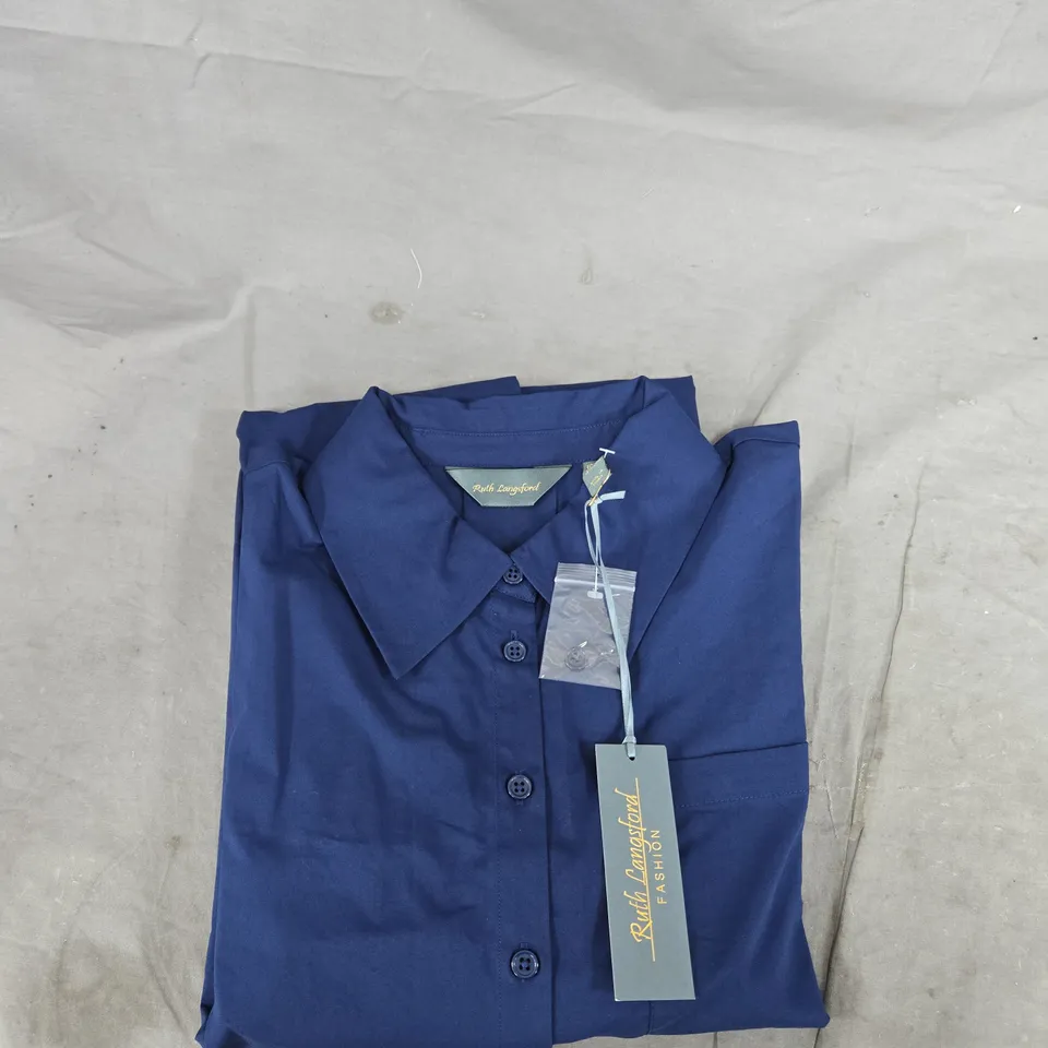 RUTH LANGFORD WOMEN'S BLUE BUTTON-DOWN SHIRT – UK 12 (US 8 / IT 44/46)