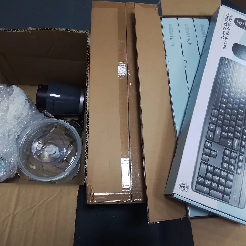 LOT OF APPROXIMATELY 26 ASSORTED ITEMS TO INCLUDE BLOOD PRESSURE MONITOR, SCENTED CANDLES AND WIRELESS KEYBOARD AND MOUSE COMBOS 