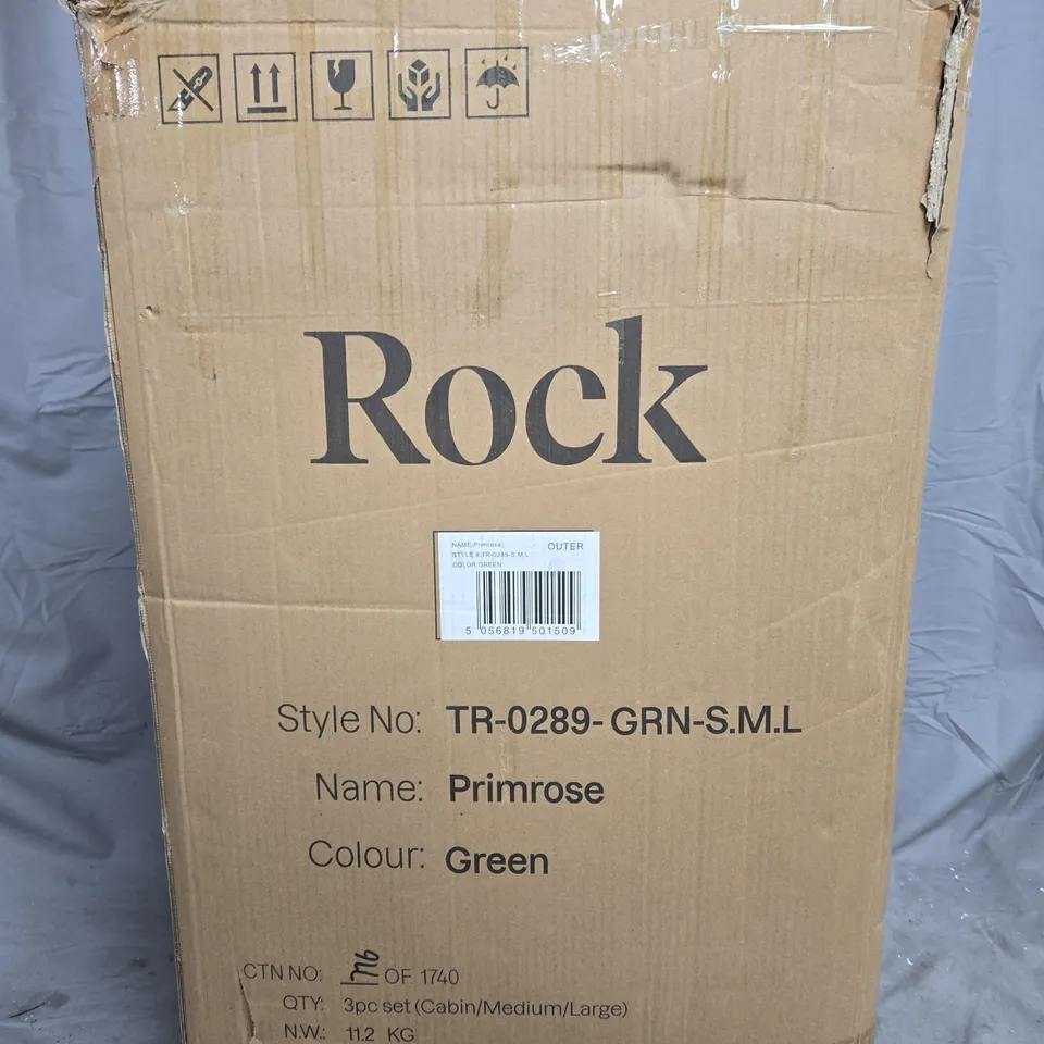 ROCK LUGGAGE PRIMROSE GREEN 3PC SET SUITCASE