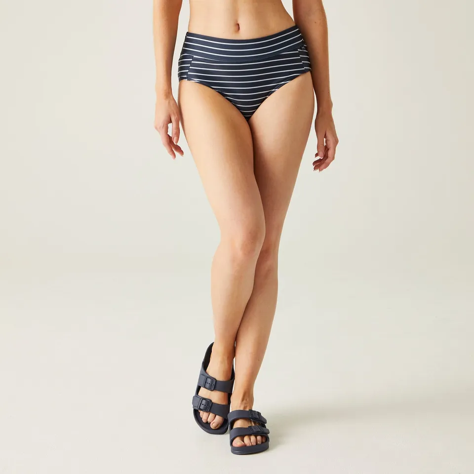 BRAND NEW REGATTA WOMEN'S PALOMA SWIM BRIEF IN NAVY WHITE STRIPE SIZE UK 10
