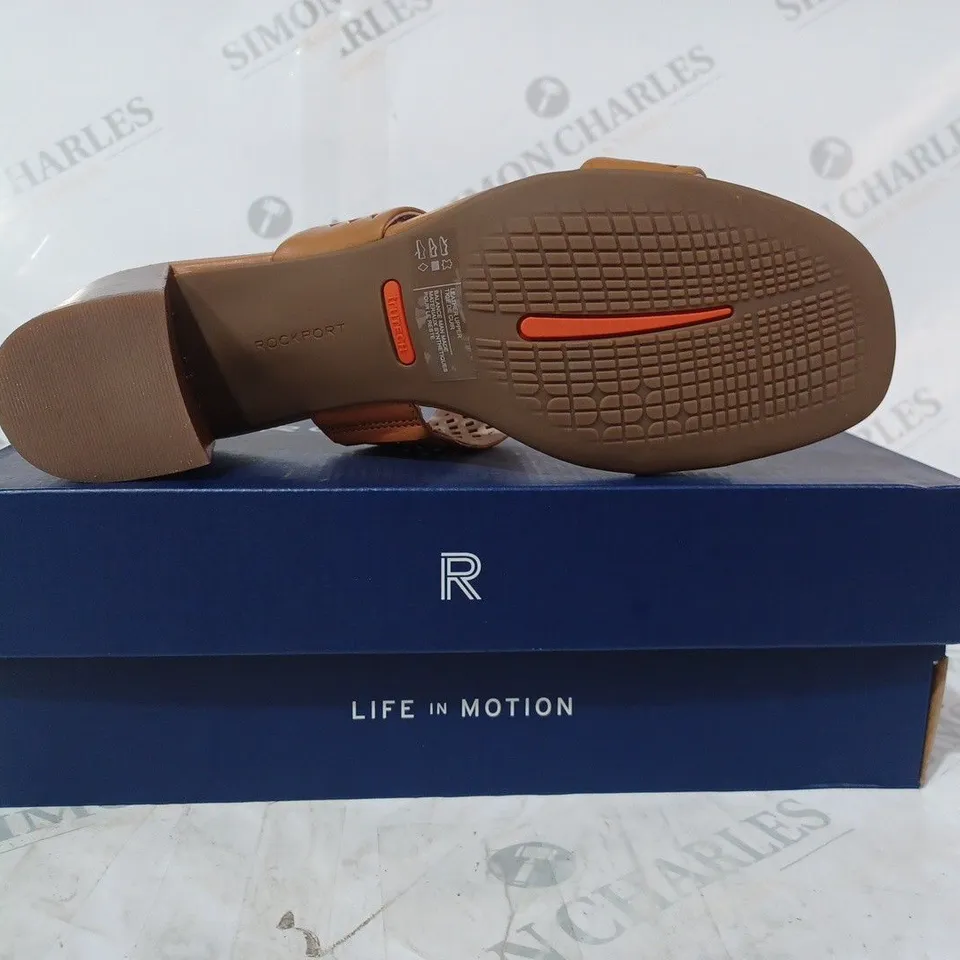 BOXED PAIR OF ROCKPORT ALAINA MULE SANDALS IN TAN UK SIZE 7