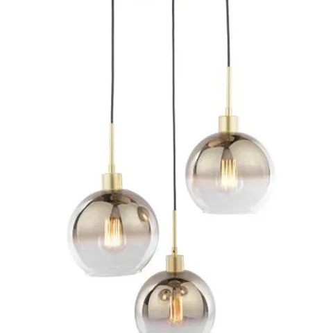 BOXED DAR LIGHTING LYCIA 3 LIGHT CLUSTER PENDANT POLISHED GOLD AND GOLD OMBRE GLASS