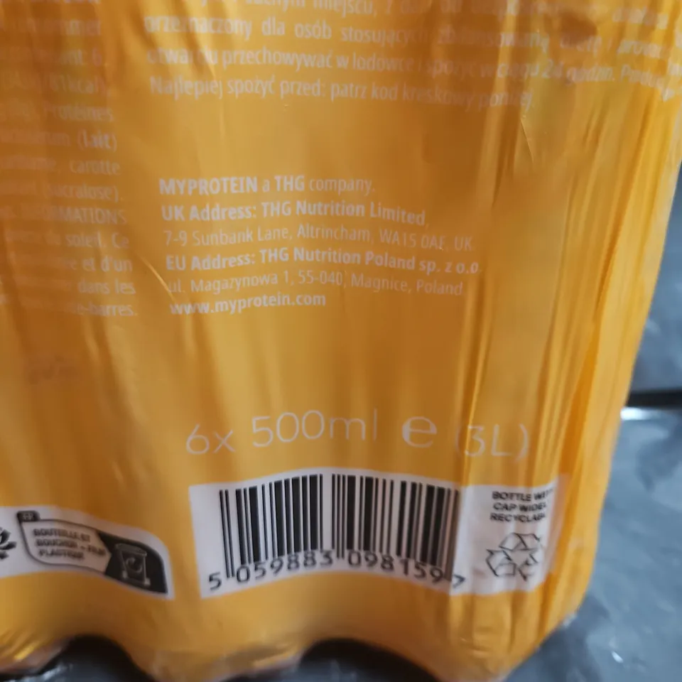 MYPROTEIN CLEAR WHEY PROTEIN WATER 12X500ML – ORANGE & MANGO