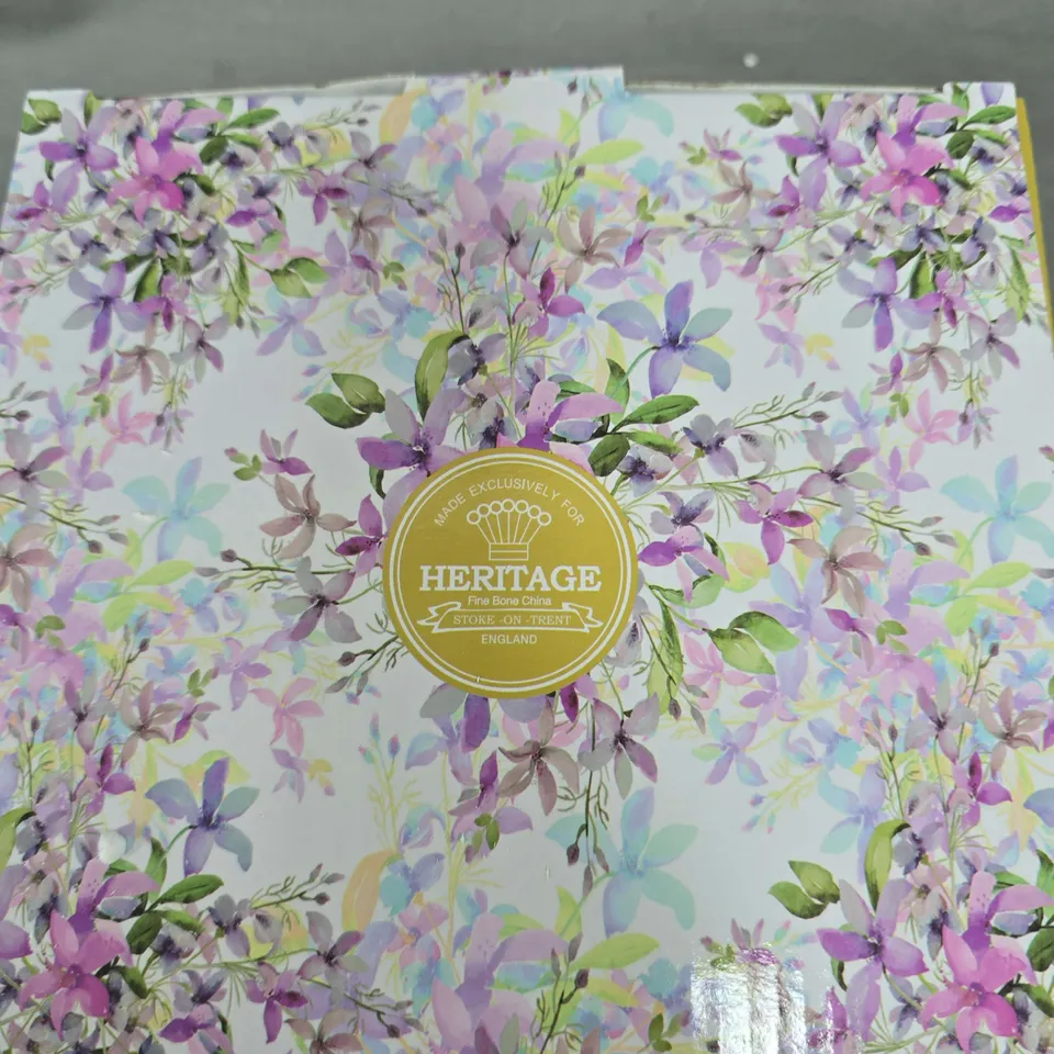 HERITAGE FINE BONE CHINA MUGS – FLORAL GIFT BOX SET (4 PIECES)