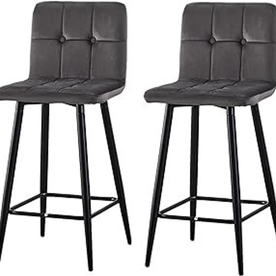 BOXED SET OF 2 CLIPOP GREY VELVET BARSTOOLS (1 BOX)