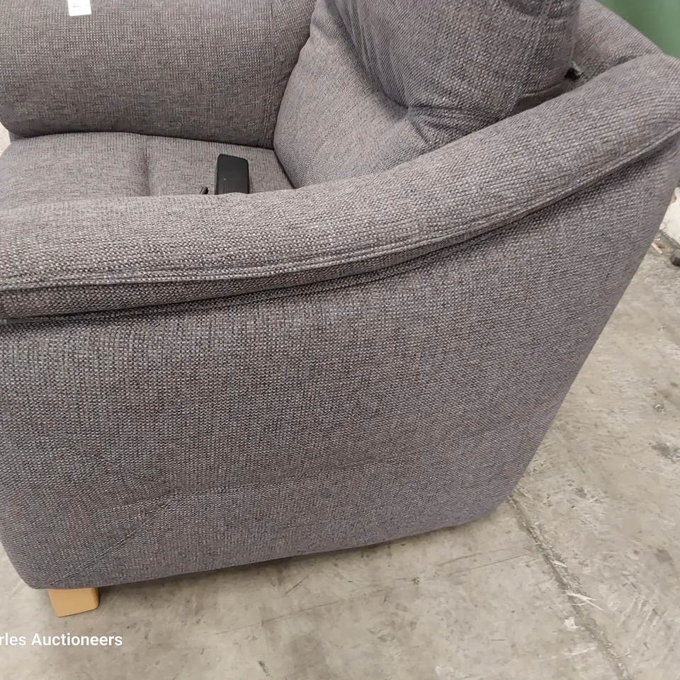 QUALITY BRITISH DESIGNER G PLAN JACKSON POWER RECLINING EASY CHAIR ROCHE SLATE FABRIC 
