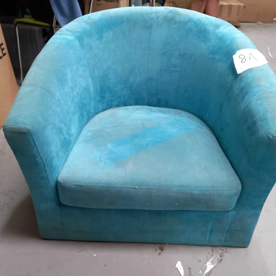 BLUE CUSHIONED LOUNGE CHAIR - COLLECTION ONLY