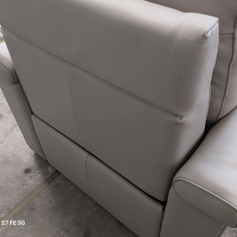 QUALITY ITALIAN DESIGNER ADRIANO POWER RECLINING EASY CHAIR LIGHT GREY LEATHER 