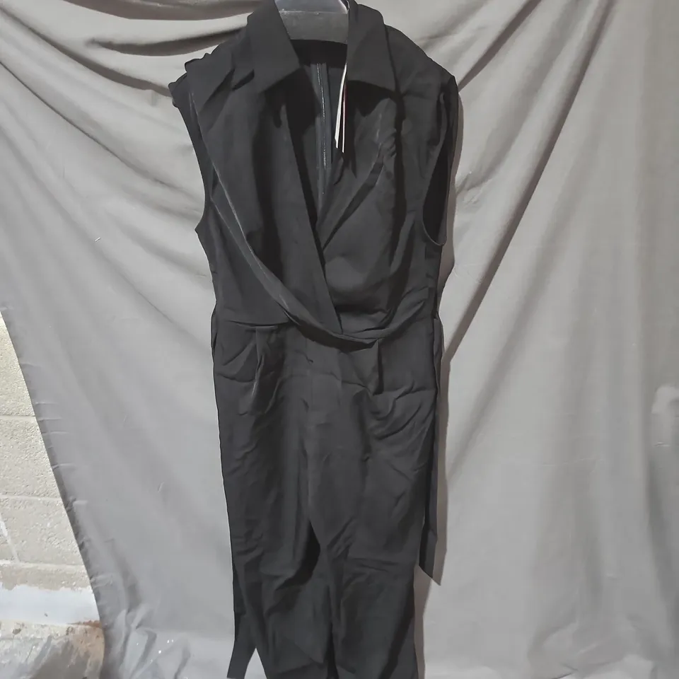 CIDER WOMEN'S BLACK WRAP-FRONT JUMPSUIT – SIZE L