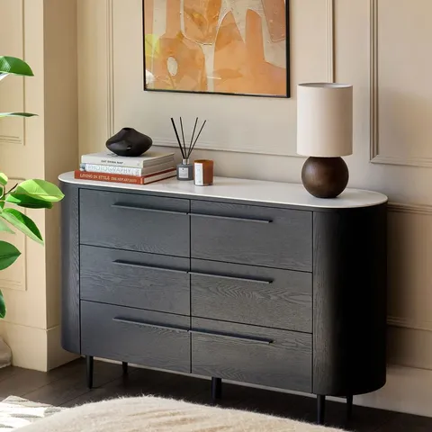 BOXED DANETTI MANHATTAN WHITE CERAMIC CHEST OF DRAWERS (1 BOX)