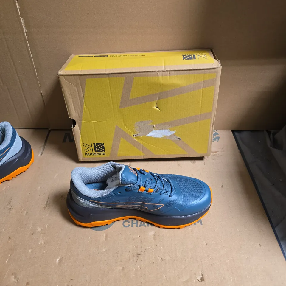 KARRIMOR RUNNING SHOES – BLUE/ORANGE, BOXED - UK SIZE 4
