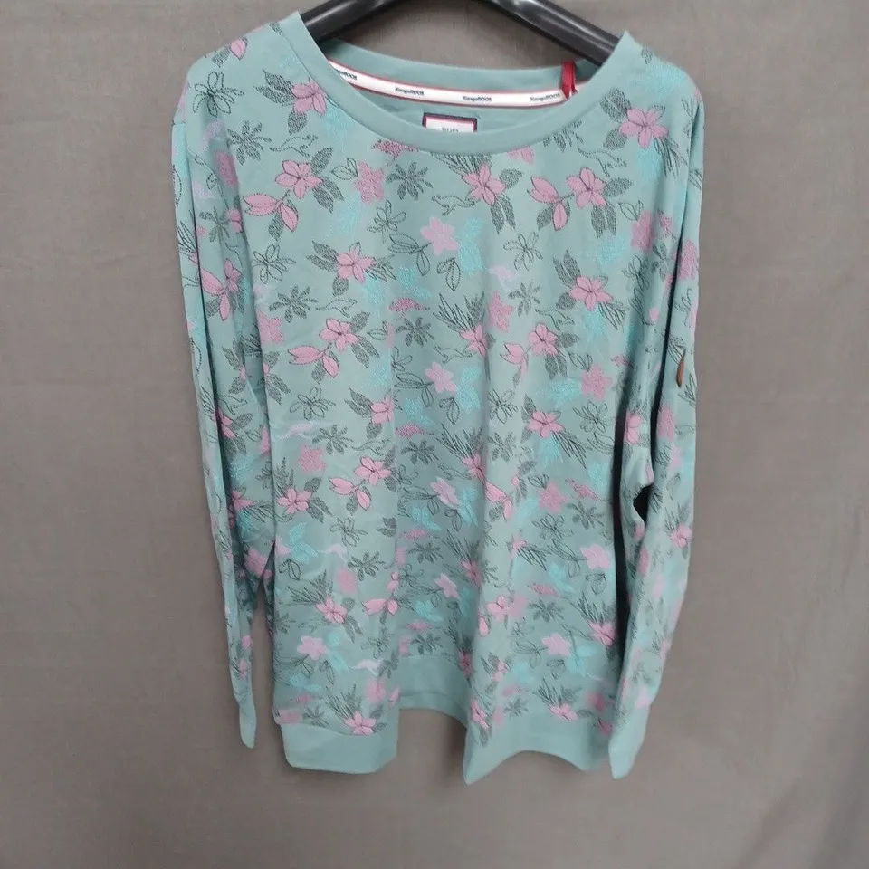 KangaROOS Women's Floral Print Long-Sleeve Top – Turquoise EU48/50