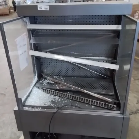 STAINLESS STEEL COMMERCIAL COLD DISPLAY FRIDGE/COUNTER -BROKEN GLASS-