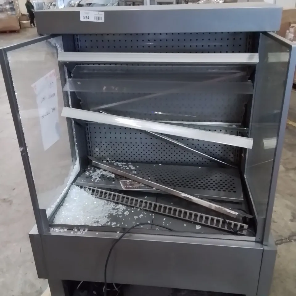 STAINLESS STEEL COMMERCIAL COLD DISPLAY FRIDGE/COUNTER -BROKEN GLASS-