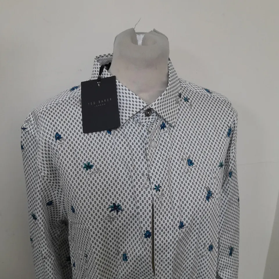 TED BAKER FLORAL GEO PRINT BUTTON SHIRT SIZE 5