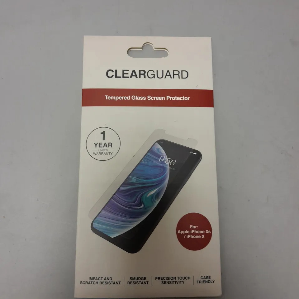 BOX OF APPROXIMATELY 200 BRAND NEW CLEARGUARD TEMPERED GLASS SCREEN PROTECTORS FOR APPLE IPHONE XS/IPHONE X 