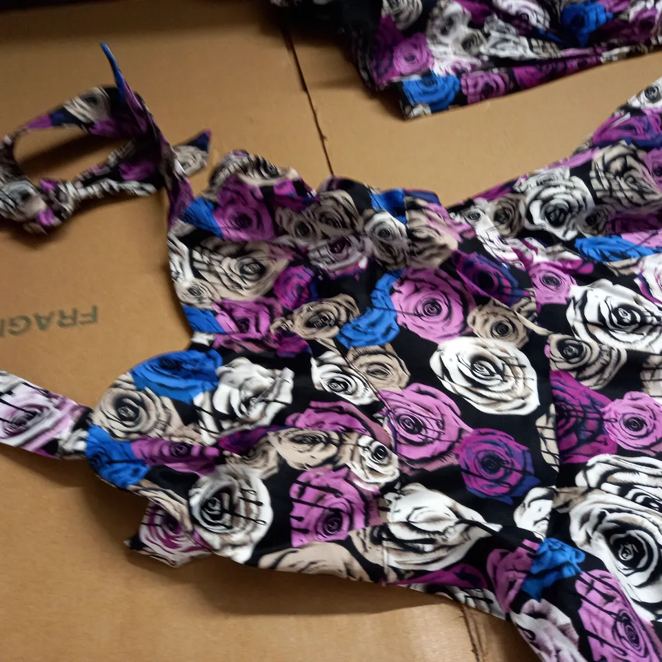 LOT OF 4 ROSE THEMED DRESSES WITH UNDER MESH SKIRT - VARIOUS SIZES