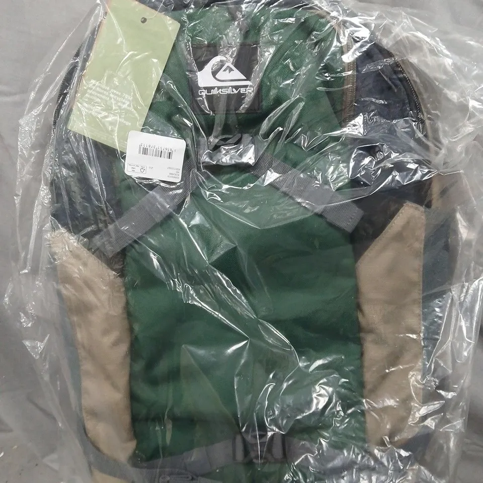 QUIKSILVER BACKPACK – GREEN WITH TAN ACCENTS