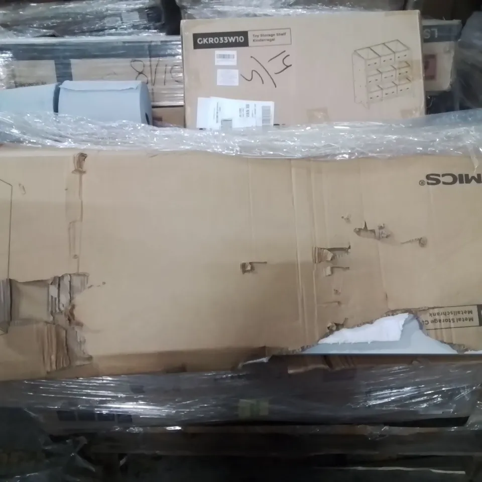 PALLET CONTAINING VARIOUS ASSORTED BOXED ITEMS TO INCLUDE: WARDROBE, SHOE STORAGE, BOXED FURNITURE ETC.