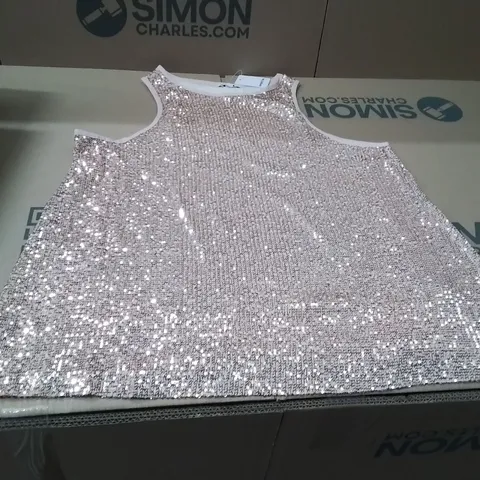 BOXED BRAND NEW APPROXIMATELY 3 SIMPLY BE SEQUIN RACER TOP BLUSH SIZE 14