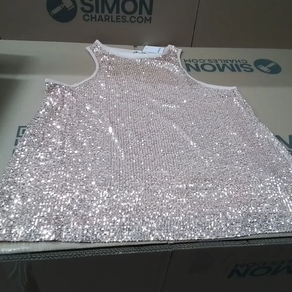 BOXED BRAND NEW APPROXIMATELY 3 SIMPLY BE SEQUIN RACER TOP BLUSH SIZE 14
