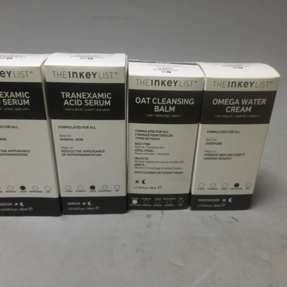 LOT OF 4 THE INKEY LIST SKIN CARE PRODUCTS TO INCLUDE SERUM 30ML, CREAM 50ML AND CLEANSING BALM 50ML