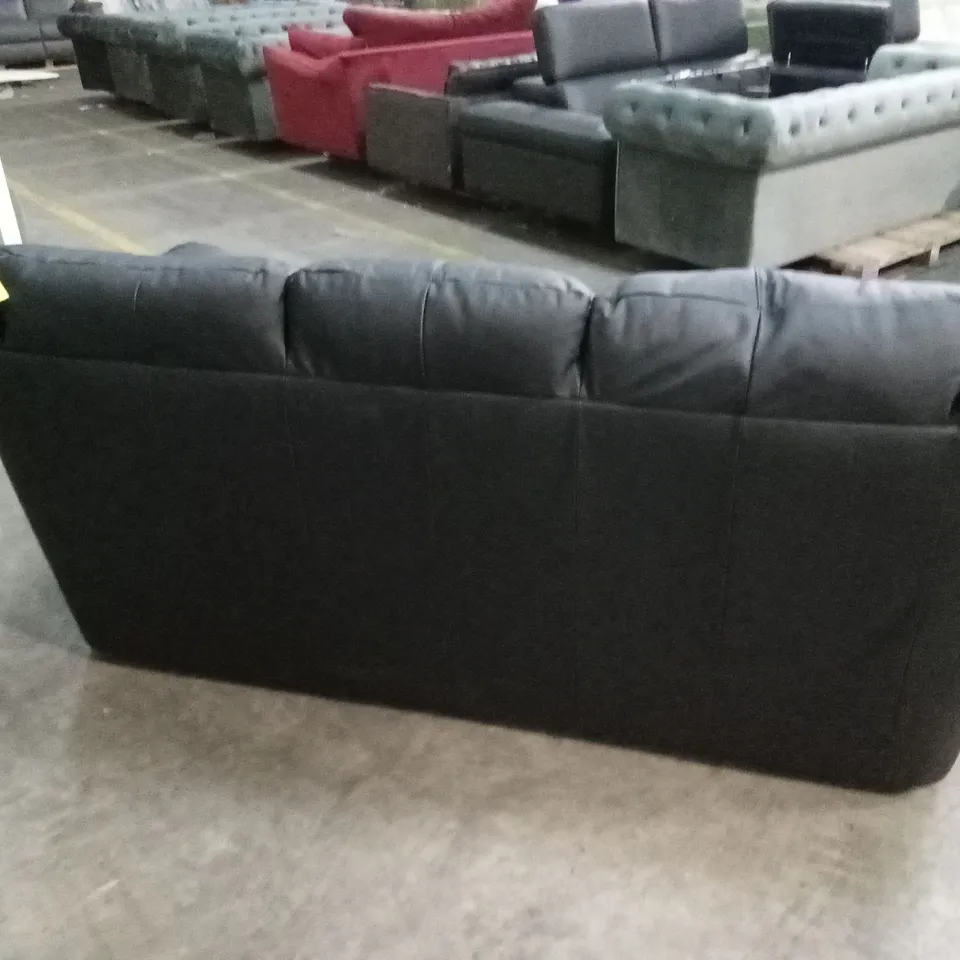 NAPLES ITALIAN LEATHER 3 SEATER SOFA - BLACK RRP £1149