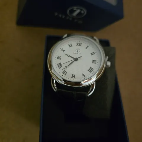 TALIS CO WRISTWATCH – SILVER CASE, BLACK LEATHER STRAP