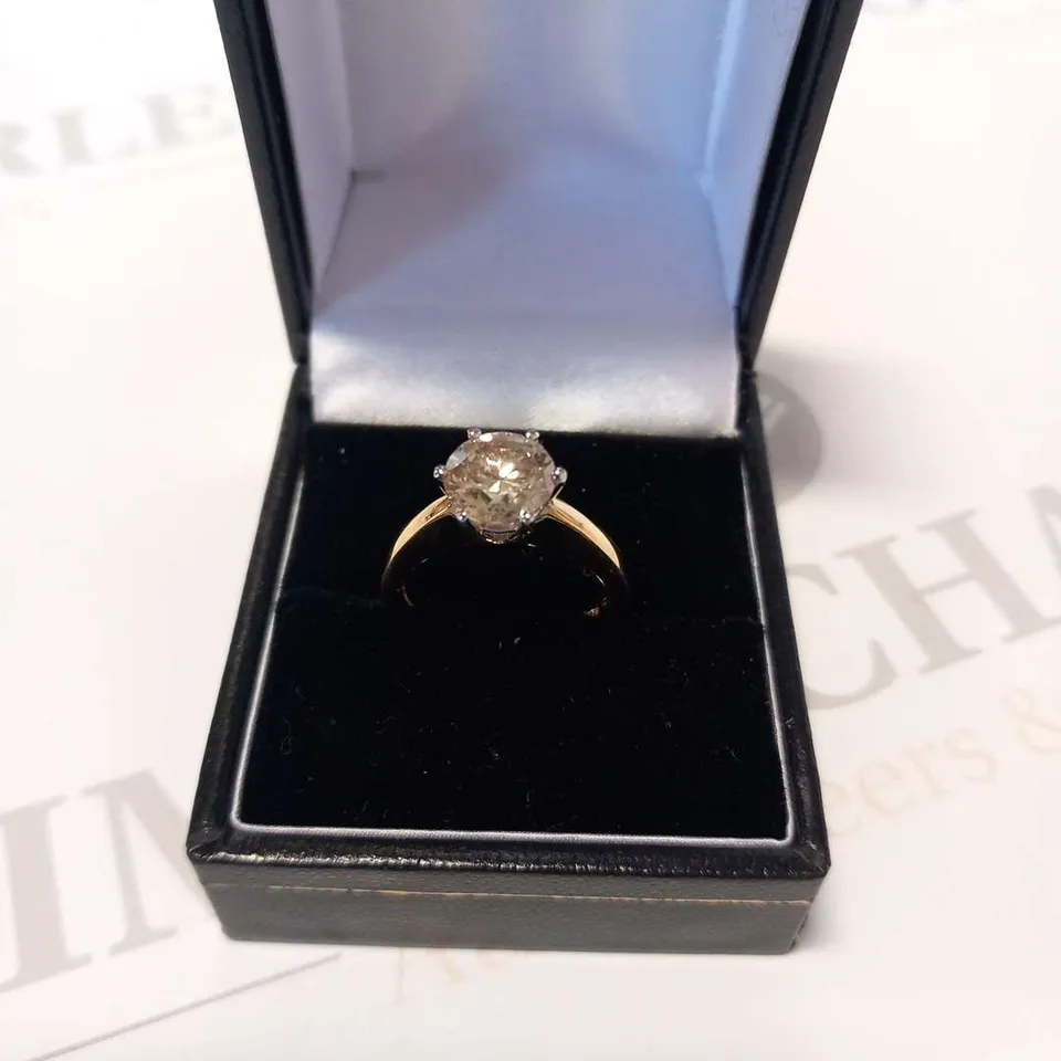 18CT GOLD SOLITAIRE RING SET WITH A NATURAL DIAMOND +2.03CT