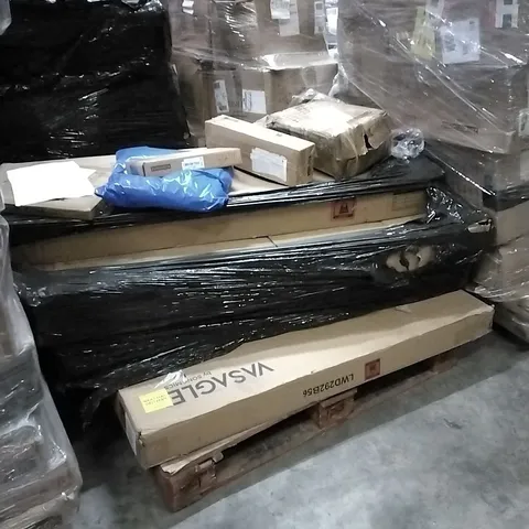 PALLET OF HOUSEHOLD ITEMS TO INCLUDE STORAGE SHELF, SHOE RACK, OPEN WARDROBE AND OTHER ASSORTED ITEMS...