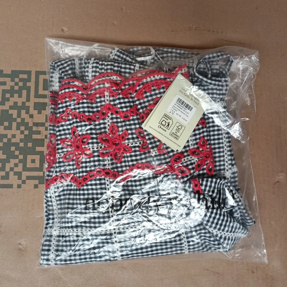 BAGGED NOBODY'S CHILD SHREW EMBROIDERED CROP TROUSERS IN MULTI SIZE UK 8