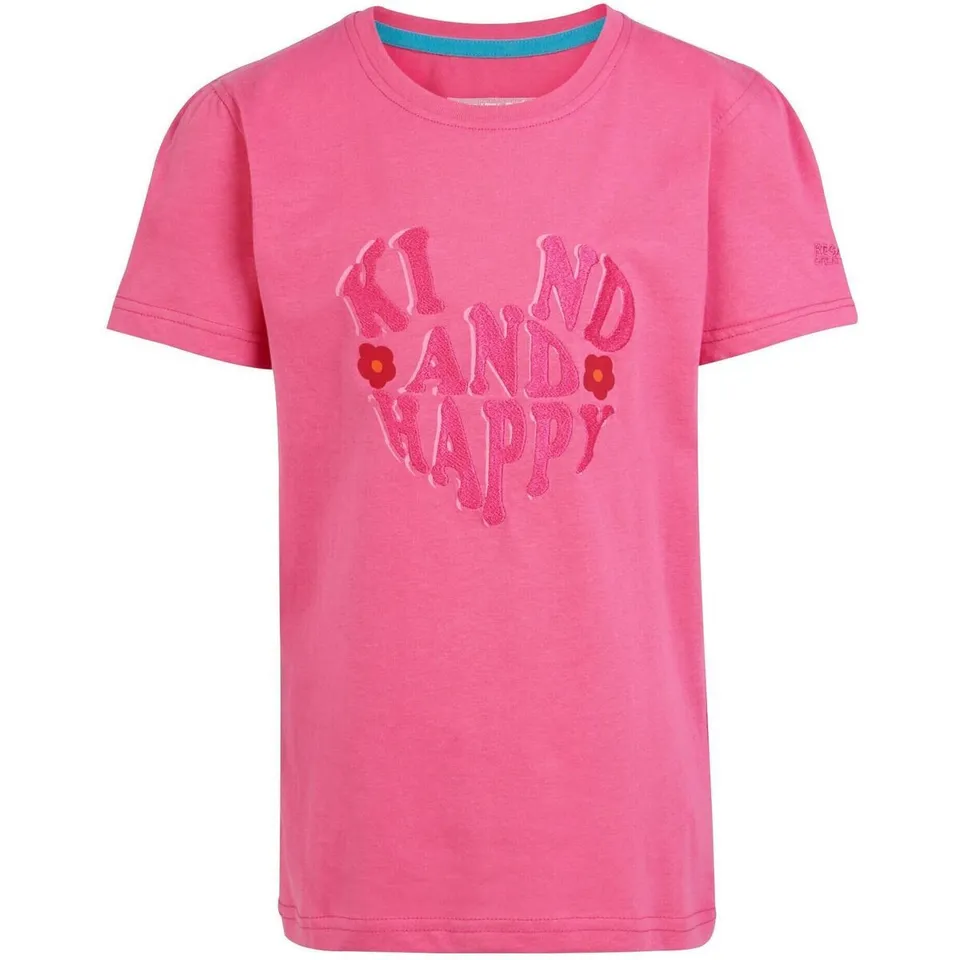 REGATTA KIDS BOSLEY VII SHORT SLEEVE FLAMINGO PINK T-SHIRT 3-4 YEARS