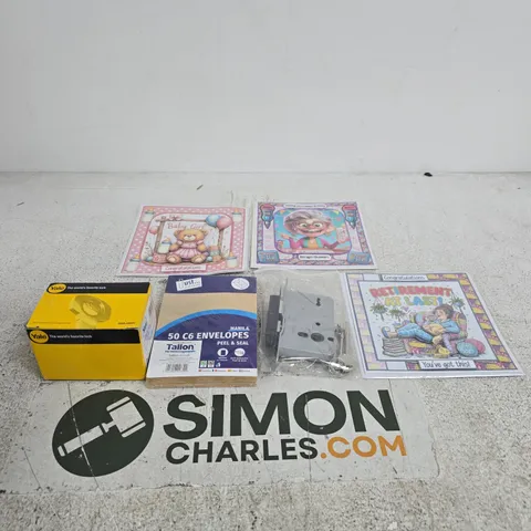 APPROXIMATELY 30 ASSORTED ITEMS INCLUDING  RETIREMENT CARD, A LOCK MECHANISM AND C6 ENVELOPES