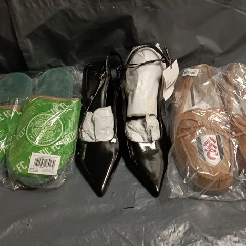 BOX OF APPROXIMATELY 15 ASSORTED PAIRS OF SHOES AND FOOTWEAR ITEMS IN VARIOUS COLOURS, STYLES, AND SIZES - COLLECTION ONLY