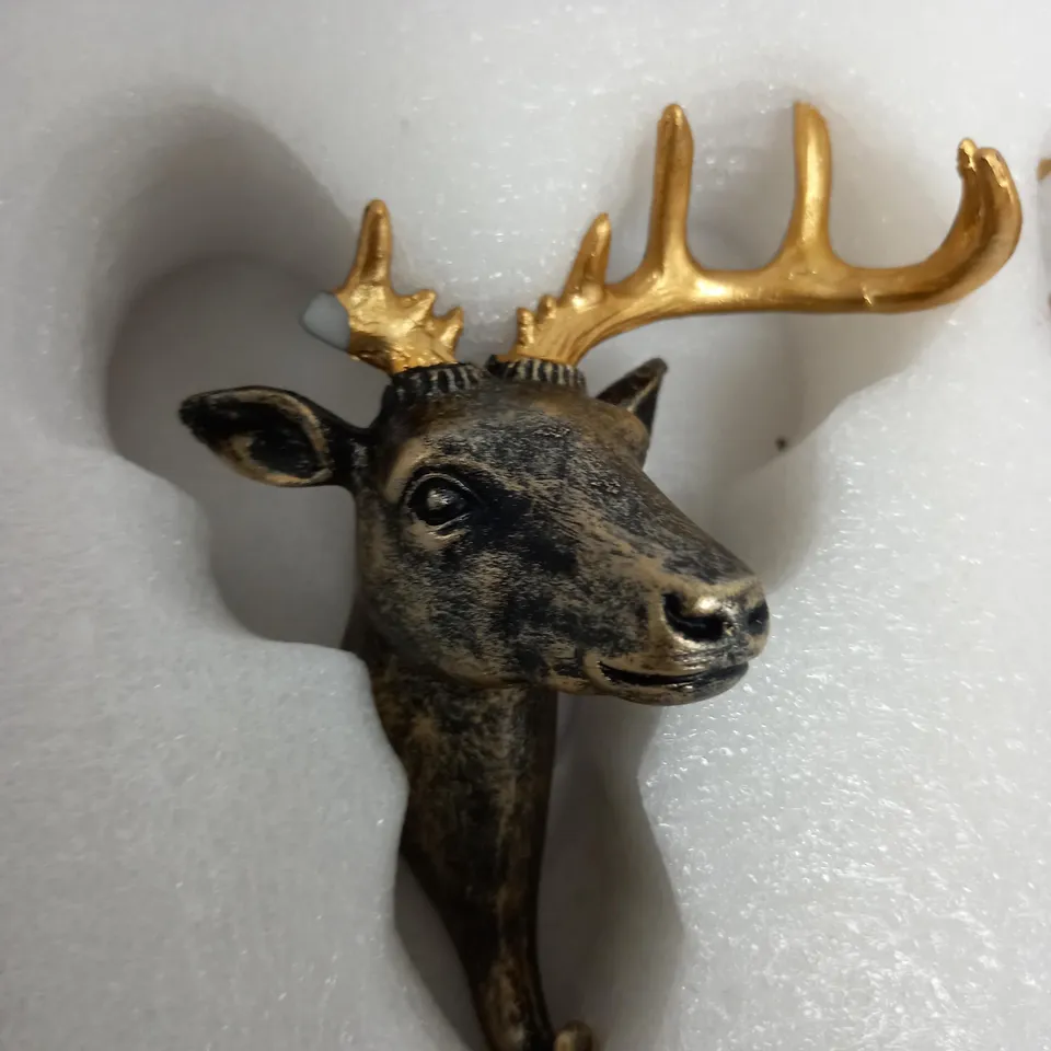 BOXED ALISON CORK SET OF 3 WALL HOOK STAGS