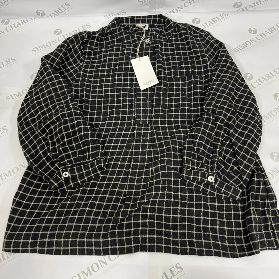 TOAST CHECK COTTON CASHMERE SHIRT IN SLATE/CORD SIZE SMALL