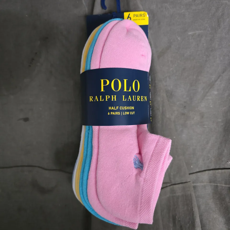 POLO RALPH LAUREN HALF CUSHION SOCKS (6 PAIRS) - SIZE 9-11