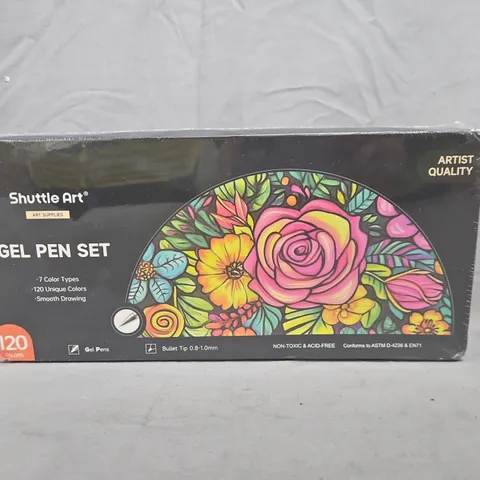 SEALED SHUTTLE ART GEL PEN SET – 120 COLOURS, 0.8–1.0MM BULLET TIPS