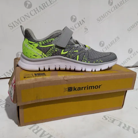 BOXED KARRIMOR GREY & LIME TRAINERS SIZE UK- 5 BOYS 